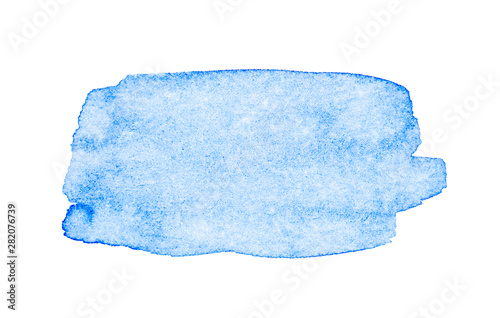 Real Watercolor Blue Brush Stain, Banner and Background for Unique Creative Design