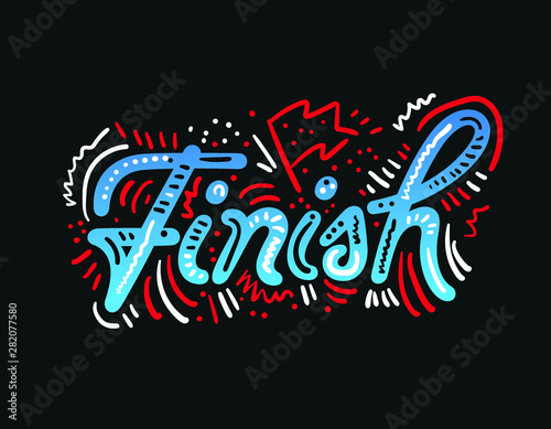 Vector illustration of finish line banners, streamers, for outdoor sport event - competition race, run marathon.