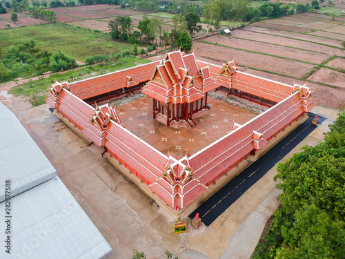 Unseen Thailand temple name : Wat Pa Nong Chad in Maha Sarakham city. Amazing Red temple in Thailand. photo