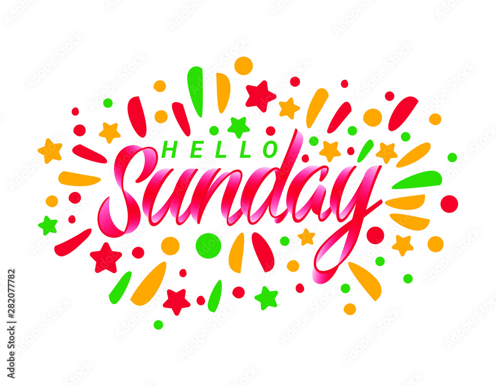 Obraz premium Sunday. Colorful custom lettering of the day of the week for your designs