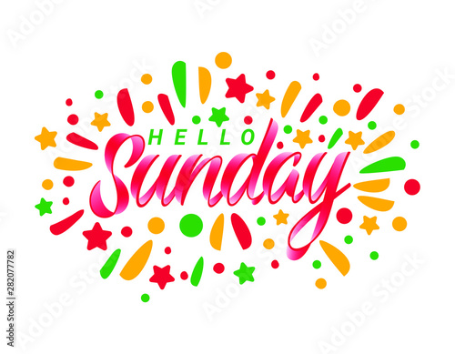 Sunday. Colorful custom lettering of the day of the week for your designs 