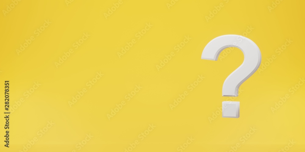 Question mark on a yellow background. 3d rendering. Question mark on a yellow background. 3d rendering.
