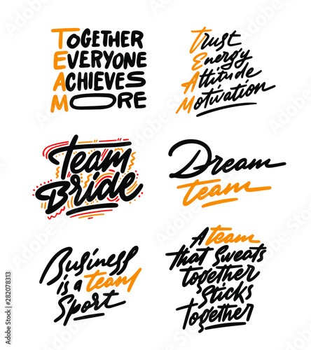 Team typography poster set. Vector Typography Banner Design Concept 