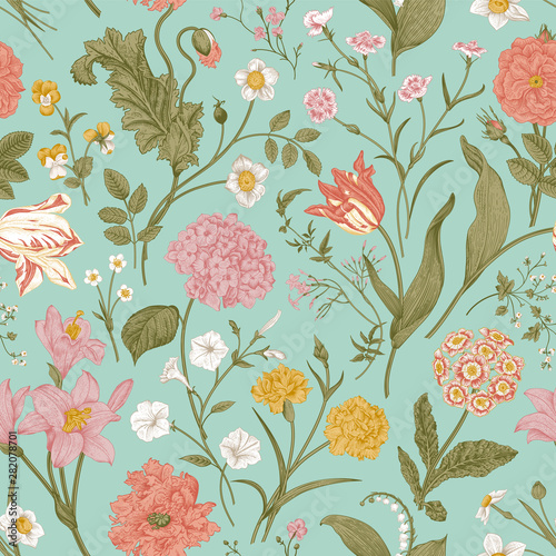 Photo Seamless vector floral pattern. Shabby Chic. Classic illustration