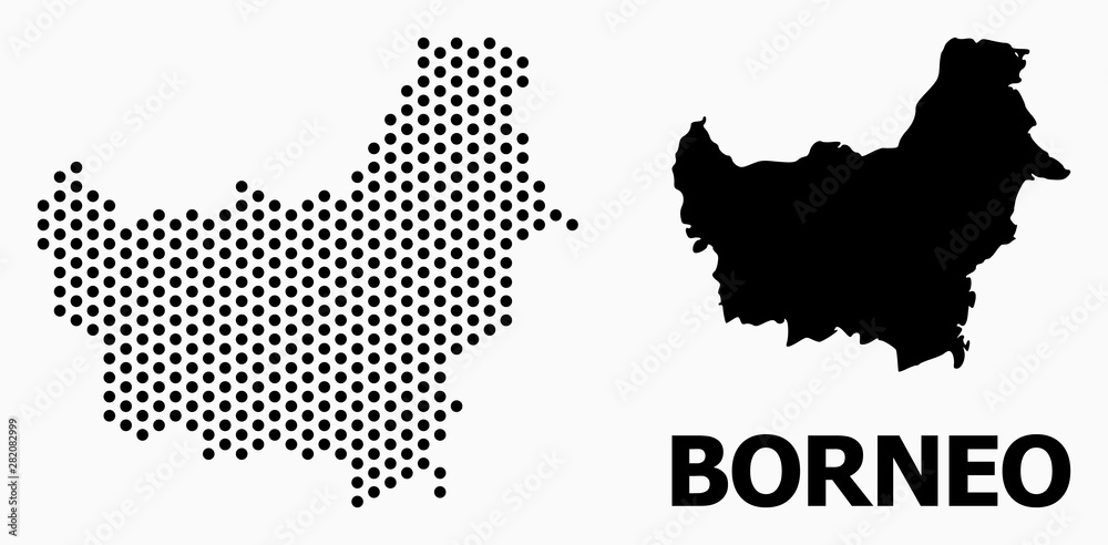Dotted Mosaic Map of Borneo Island