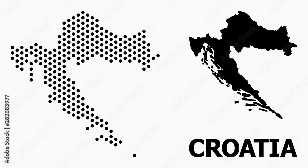 Obraz premium Dotted Pattern Map of Croatia