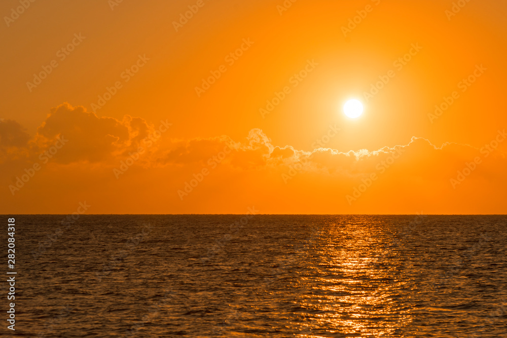 Colorful dawn over the sea, Sunset. Beautiful magic sunset over the sea. Beautiful sunset over the ocean. Sunset over water surface
