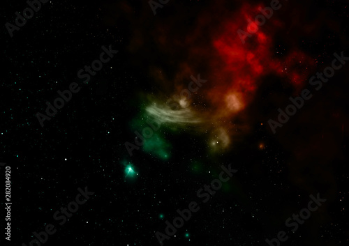 Star field in space and a nebulae. 3D rendering