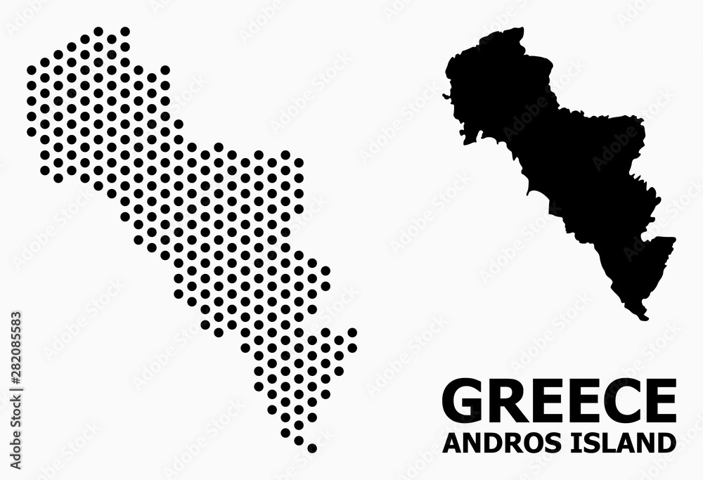 Pixelated Pattern Map of Greece - Andros Island