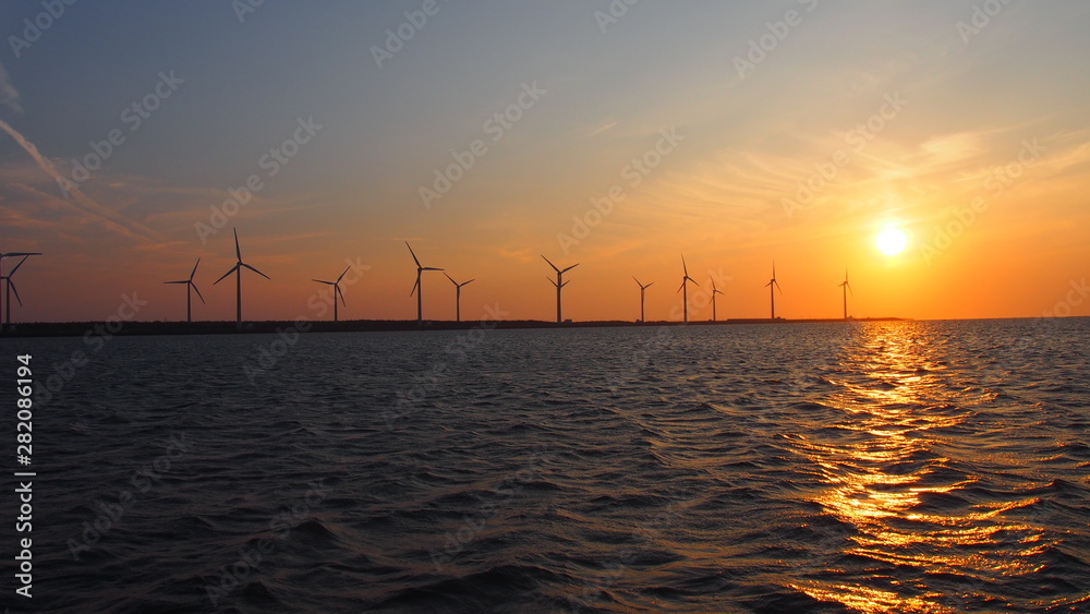 Windmill in sunset in Taichung