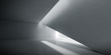 Abstract of concrete interior space with sun light cast the shadow on the wall and floor,Geometric design,Perspective of brutalism architecture,3d rendering 