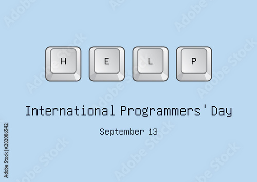 International Programmers' Day vector. Keyboard keys vector. Keyboard on a blue background. Help on the keyboard. International Programmers' Day Poster, September 13. Important day