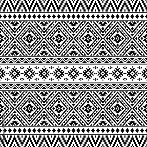 Ikat Traditional Aztec Pattern in black and white color. Tribal Ethnic Pattern Abstract vector for template and background design 