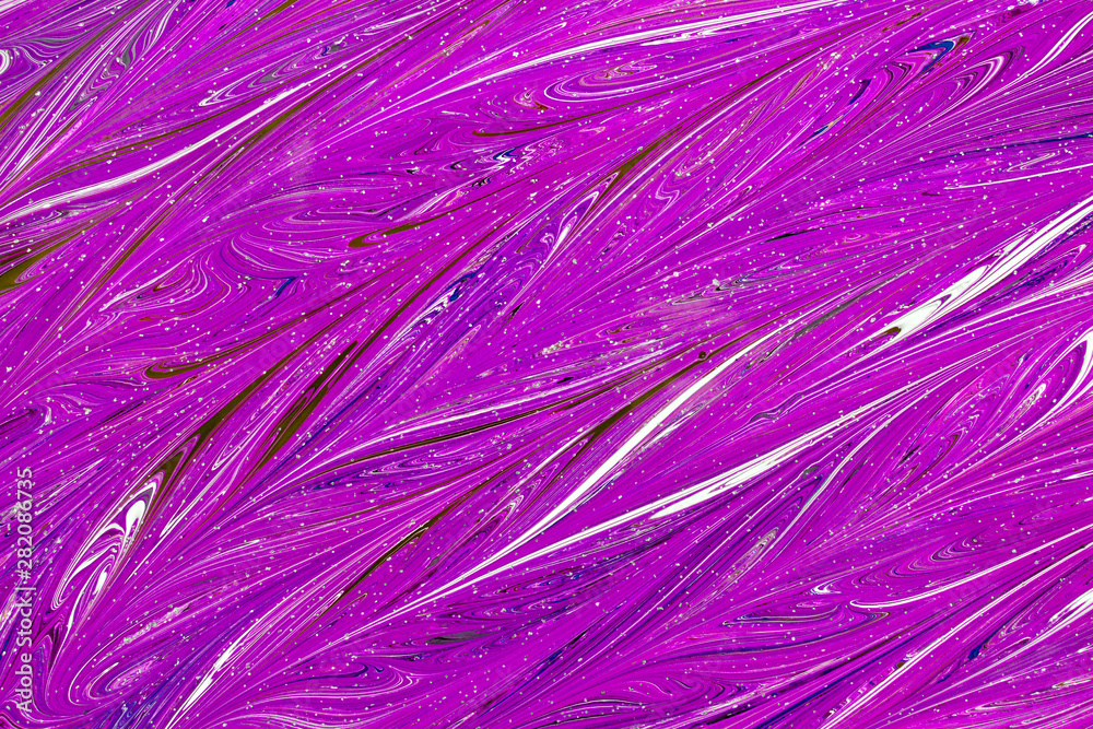 Obraz premium Beautiful abstract painting is a painting technique Ebru .Turkish Ebru style on the water with acrylic paints wring wave.Stylish combination of luxury.Contemporary art marble liquid texture