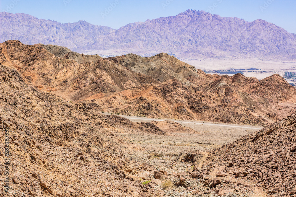 American dramatic top view scenic landscape of Arizona state desert sand stone mountains and canyon land wilderness and dangerous nature environment 