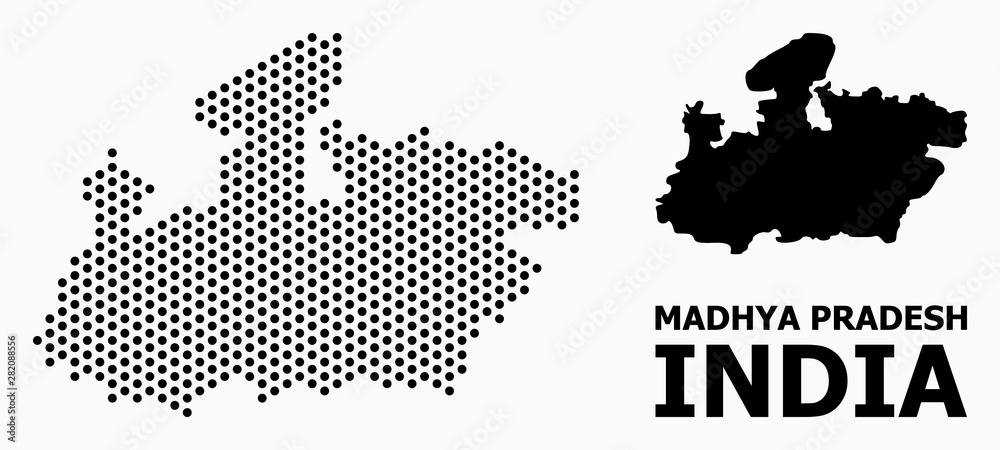 Dotted Mosaic Map of Madhya Pradesh State