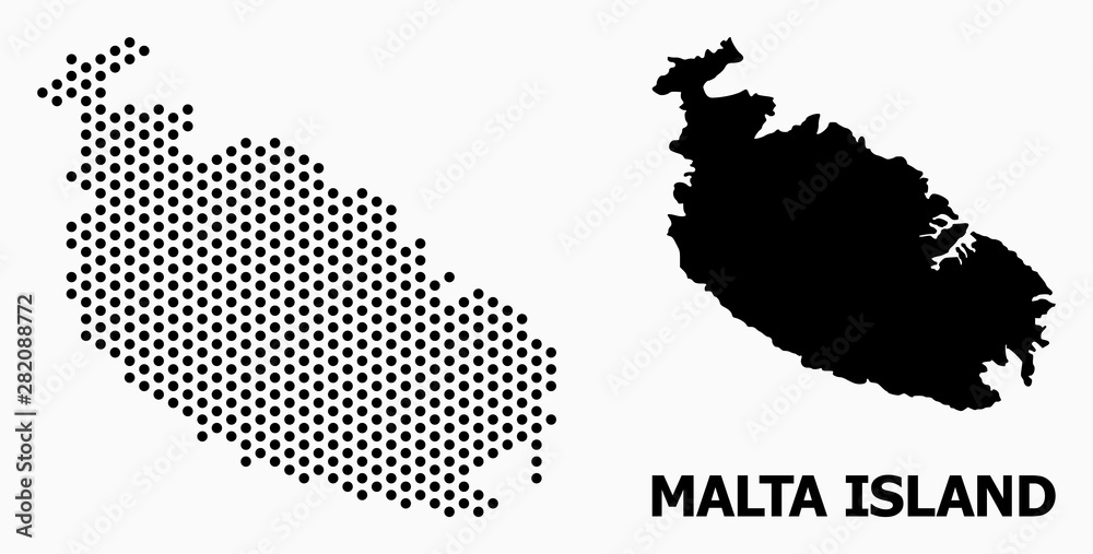 Dotted Pattern Map of Malta Island