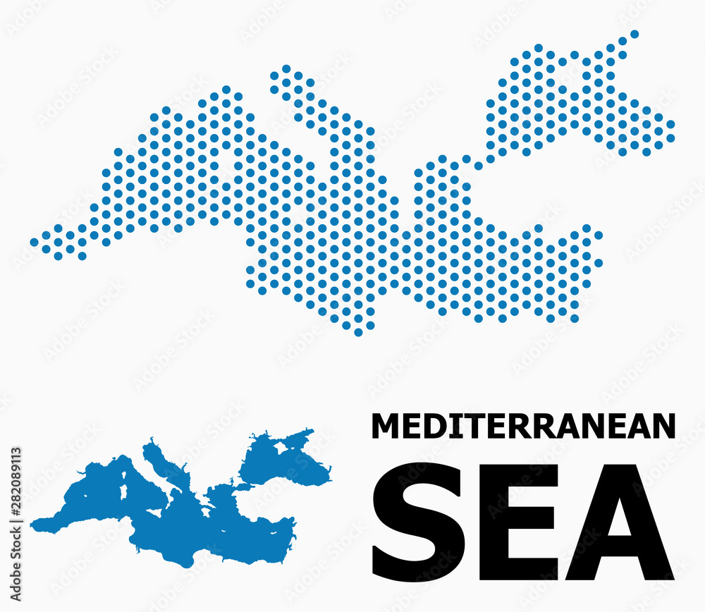 Dotted Mosaic Map of Mediterranean Sea