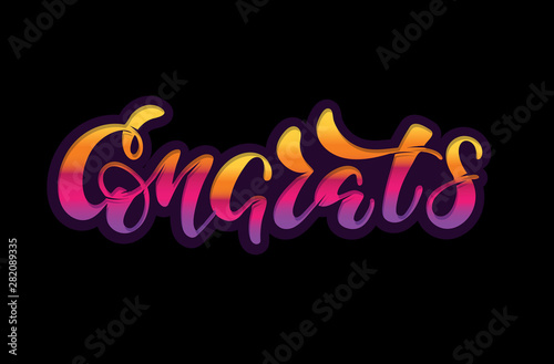 Hand sketched  Congrats  lettering typography. Drawn art sign. Motivational text. For logotype  badge  icon  card  postcard  logo  banner  tag. Celebration vector illustration on textured background.