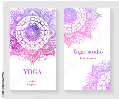 Design card  yoga studio. Vector illustration.