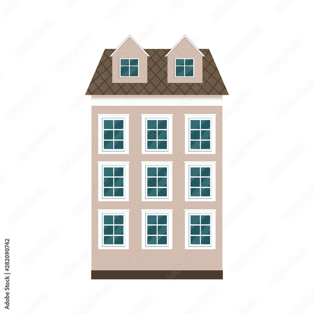 European colorful old house vector flat illustration.