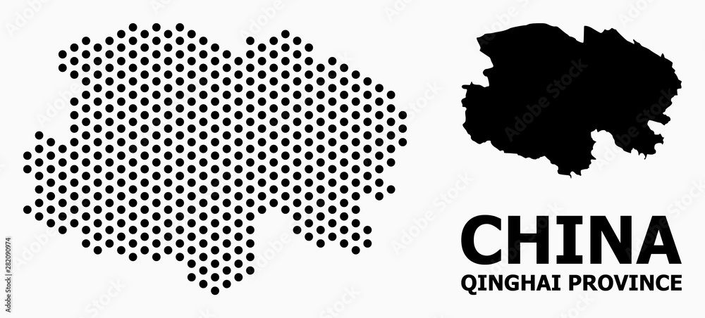 Fototapeta premium Pixelated Mosaic Map of Qinghai Province