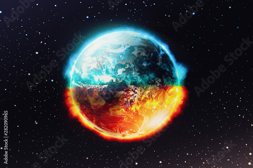 Fototapeta Naklejka Na Ścianę i Meble -  View of looking planet earth on space galaxy and star background , Global catastrophe concept , Elements of this image furnished by NASA.