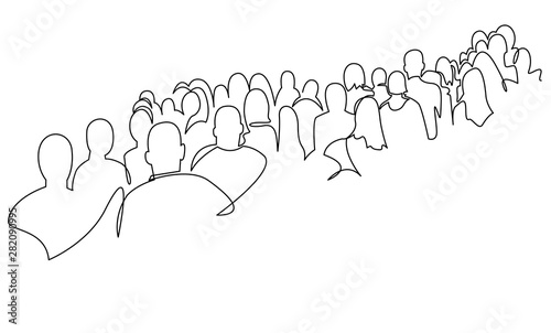 Continuous one line drawing of business people standing in a queue.