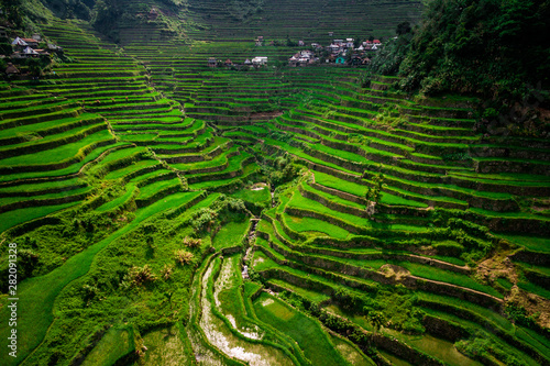 Aerial View of Batad Rice Terraces, Ifugao Province, Luzon Island, Philippines