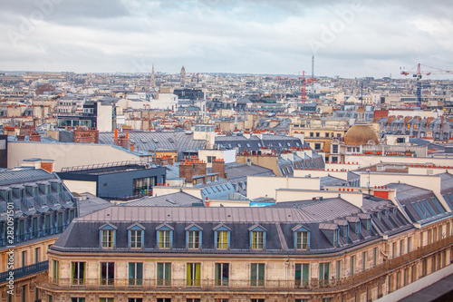 typical Paris architecture aerial cityscape