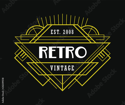 Art Deco Vintage Badge Fashionable Ornament Beautiful Line Art Graphic Elements
