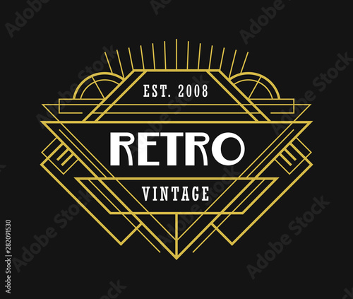 Art Deco Vintage Badge Fashionable Ornament Beautiful Line Art Graphic Elements