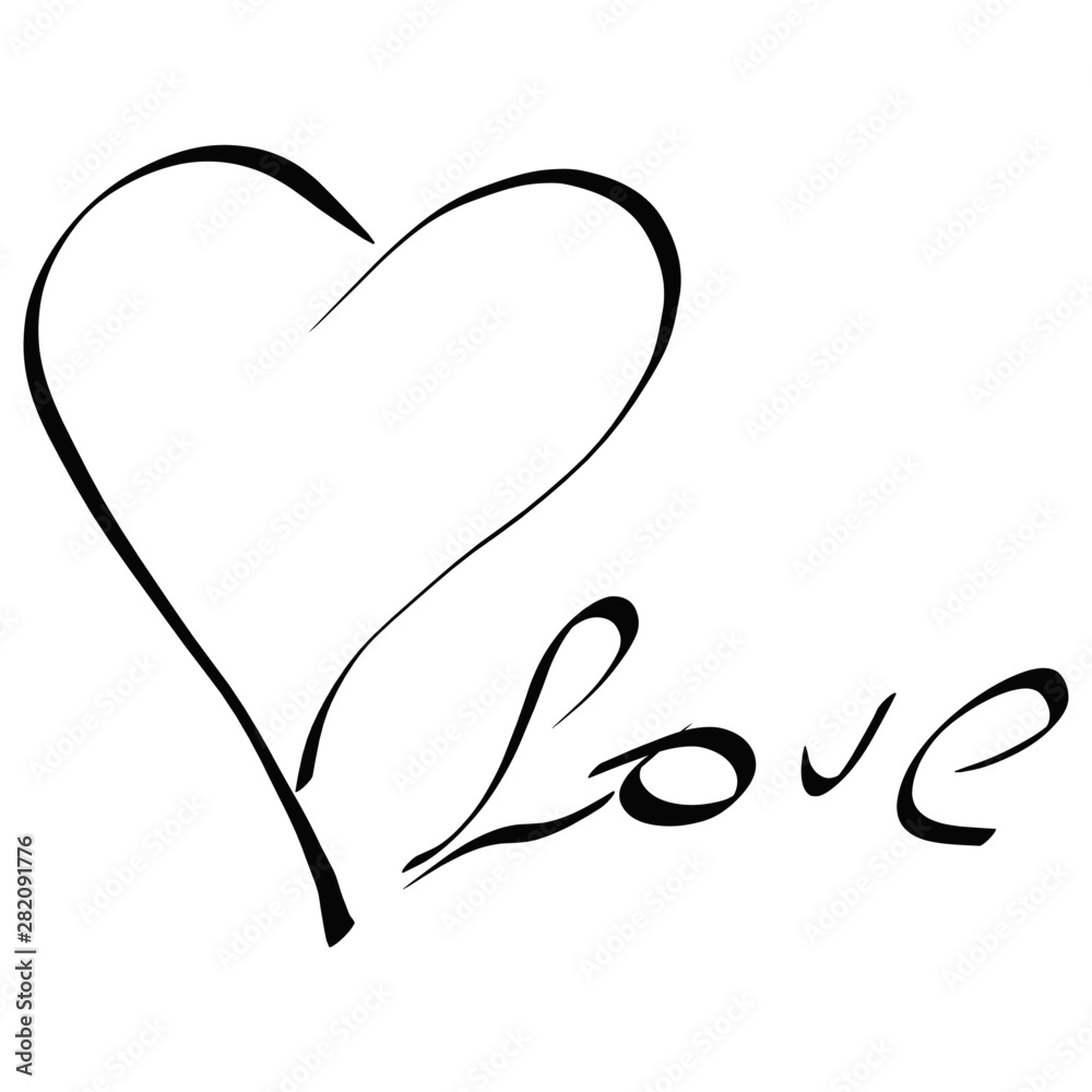 Gezeichnetes Herz mit Love Gezeichnetes Herz mit Love