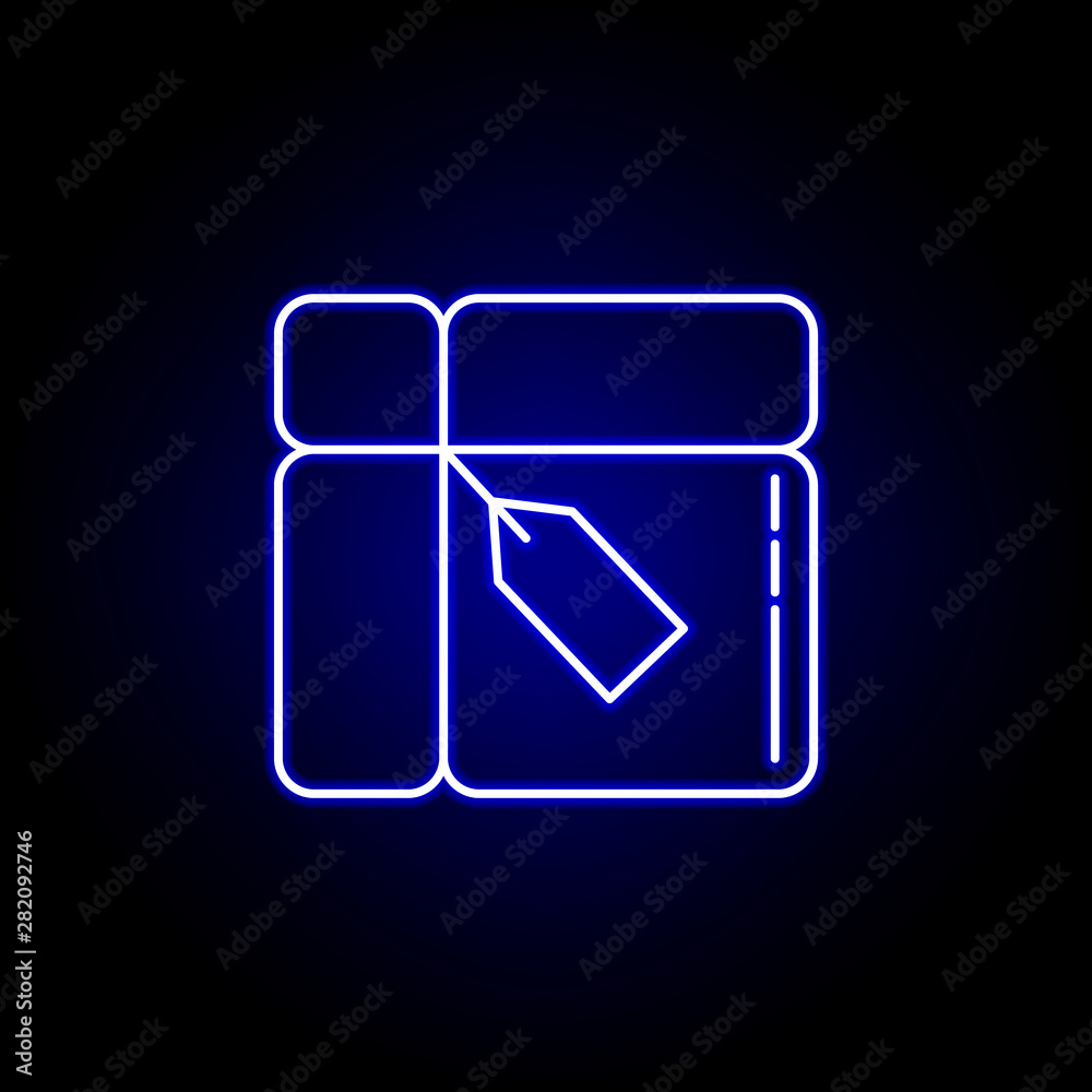 parcel line icon in blue neon style. Set of logistics illustration icons. Signs, symbols can be used for web, logo, mobile app, UI, UX parcel line icon in blue neon style. Set of logistics illustration icons. Signs, symbols can be used for web, logo, mobile app, UI, UX