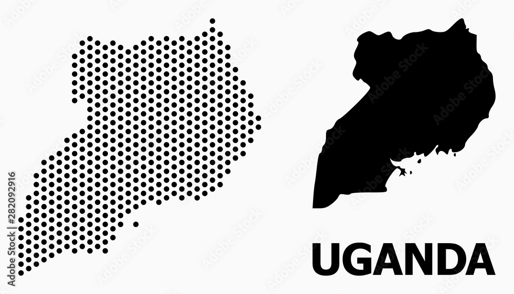 Fototapeta premium Dotted Mosaic Map of Uganda