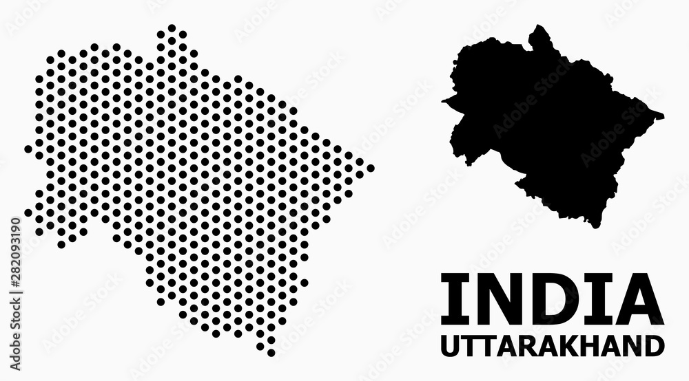 Fototapeta premium Pixel Mosaic Map of Uttarakhand State