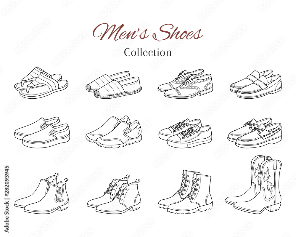 Comfortable Male Shoe Hand Drawn Outline Doodle Icon Men Style Fashion  Footwear Shop Gentleman Concept Vector Sketch Illustration For Print  Web Mobile And Infographics On White Background Royalty Free SVG  Cliparts Vectors