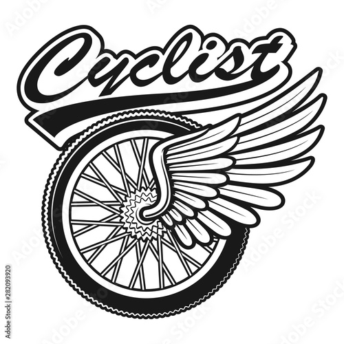 Мector illustration of a bicycle wheel with wing