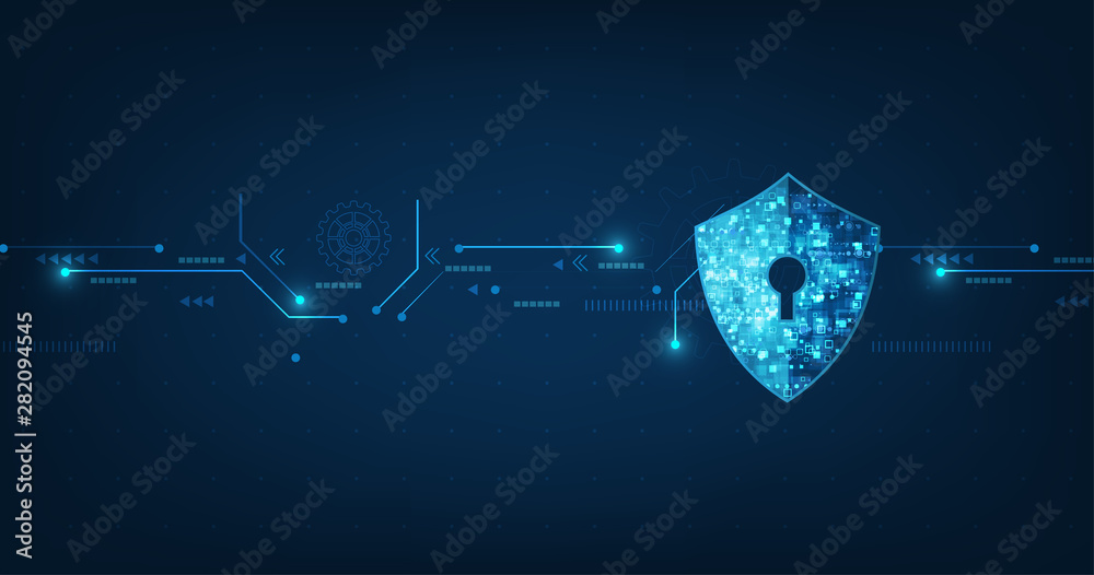 Obraz premium Abstract security digital technology background.protection mechanism and system privacy.vector illustration.