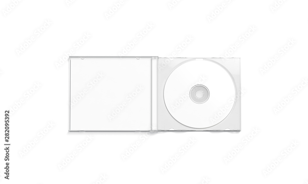 Blank white cd case mockup opened, top view, isolated, 3d rendering. Empty software storage mock up. Clear packing for blu-ray disc with data template. Blank white cd case mockup opened, top view, isolated, 3d rendering. Empty software storage mock up. Clear packing for blu-ray disc with data template.