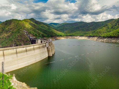 View of Bhumibol Dam, The dam is situated on the Ping in Tak Province Thailand.