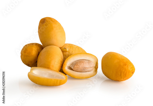 Bunch of Fresh Date Fruit Isolated on White Background, Clipping Path