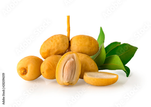 Bunch of Fresh Date Fruit Isolated on White Background, Clipping Path