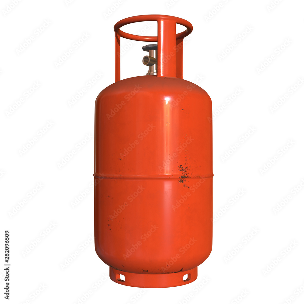 Gas cylinder lpg tank gas-bottle. Propane gas-cylinder balloon. Cylindrical container with liquefied compressed gases with high pressure and valves 3d render isolated on white background Gas cylinder lpg tank gas-bottle. Propane gas-cylinder balloon. Cylindrical container with liquefied compressed gases with high pressure and valves 3d render isolated on white background