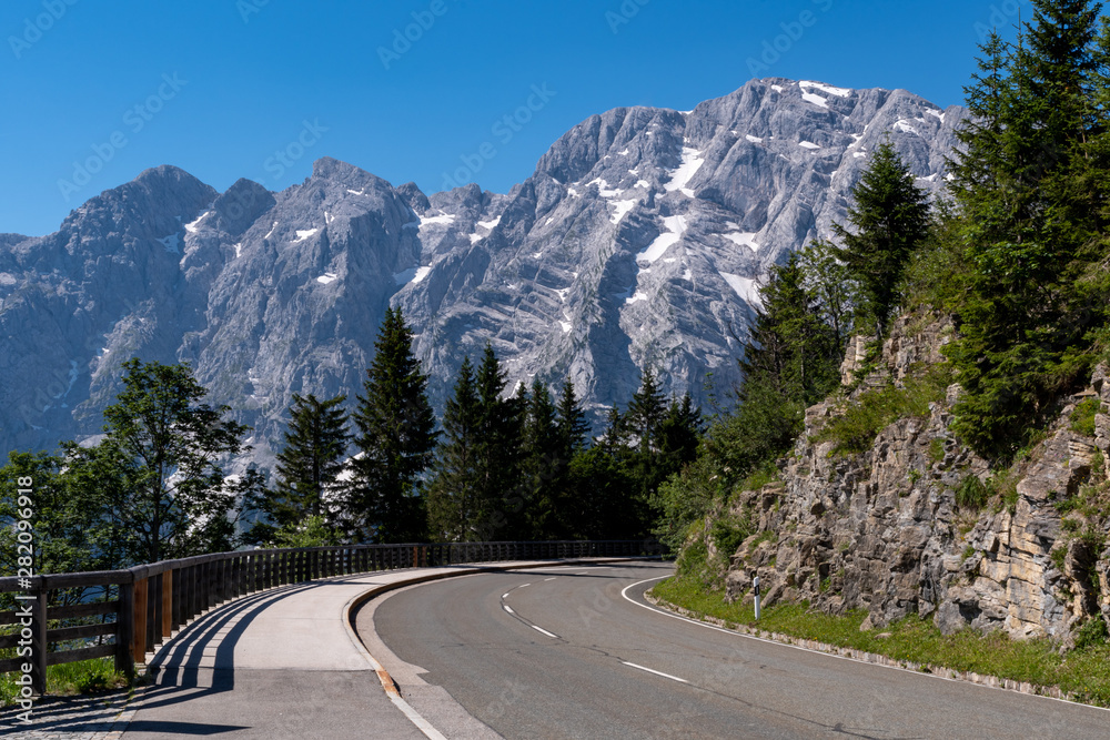 Rossfeld Panorama Strasse Alpine pass road in Berchtesgaden National Park in Bavaria, Germany Europe in the summer of 2019