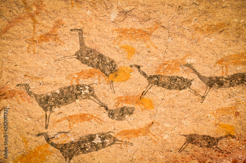 ancient paintings made by prehistoric people  photo