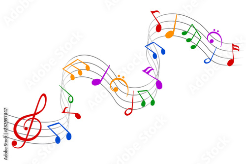 Music notes wave, group musical notes background – vector