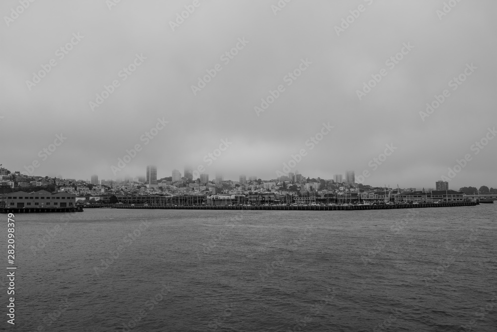 San Francisco in Fog Black and White