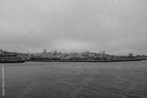 San Francisco in Fog Black and White © Josh