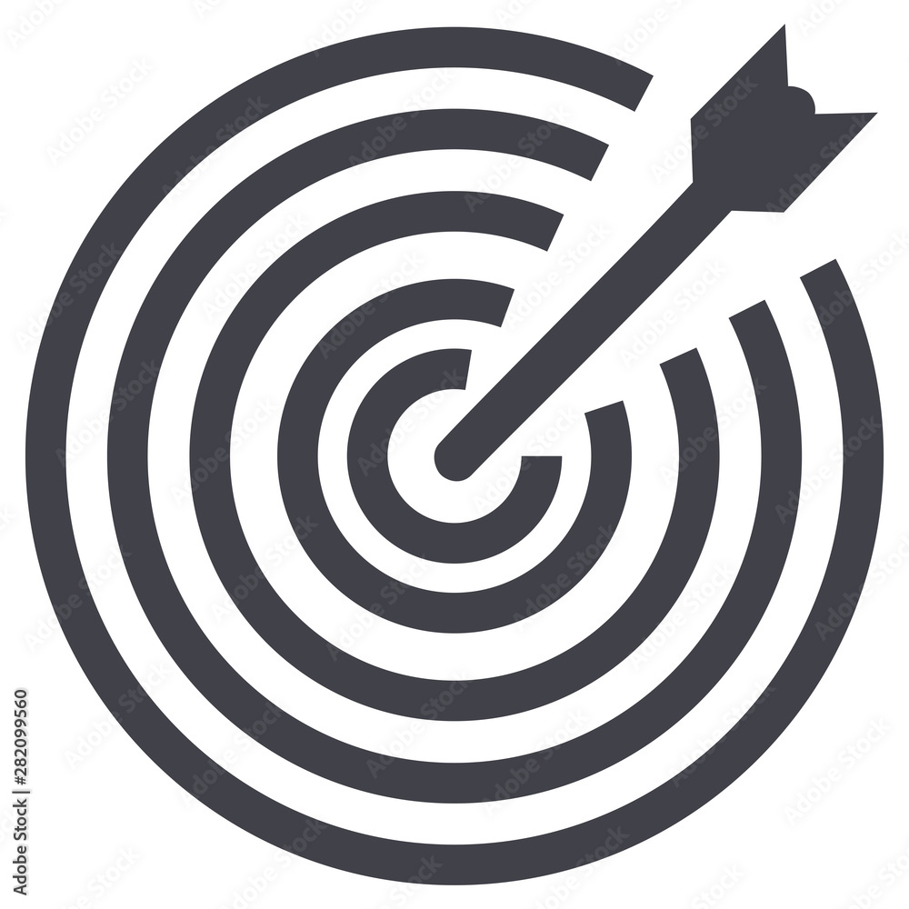 Business concept illustration, Target with an arrow, hit the target, goal achievement Business concept illustration, Target with an arrow, hit the target, goal achievement